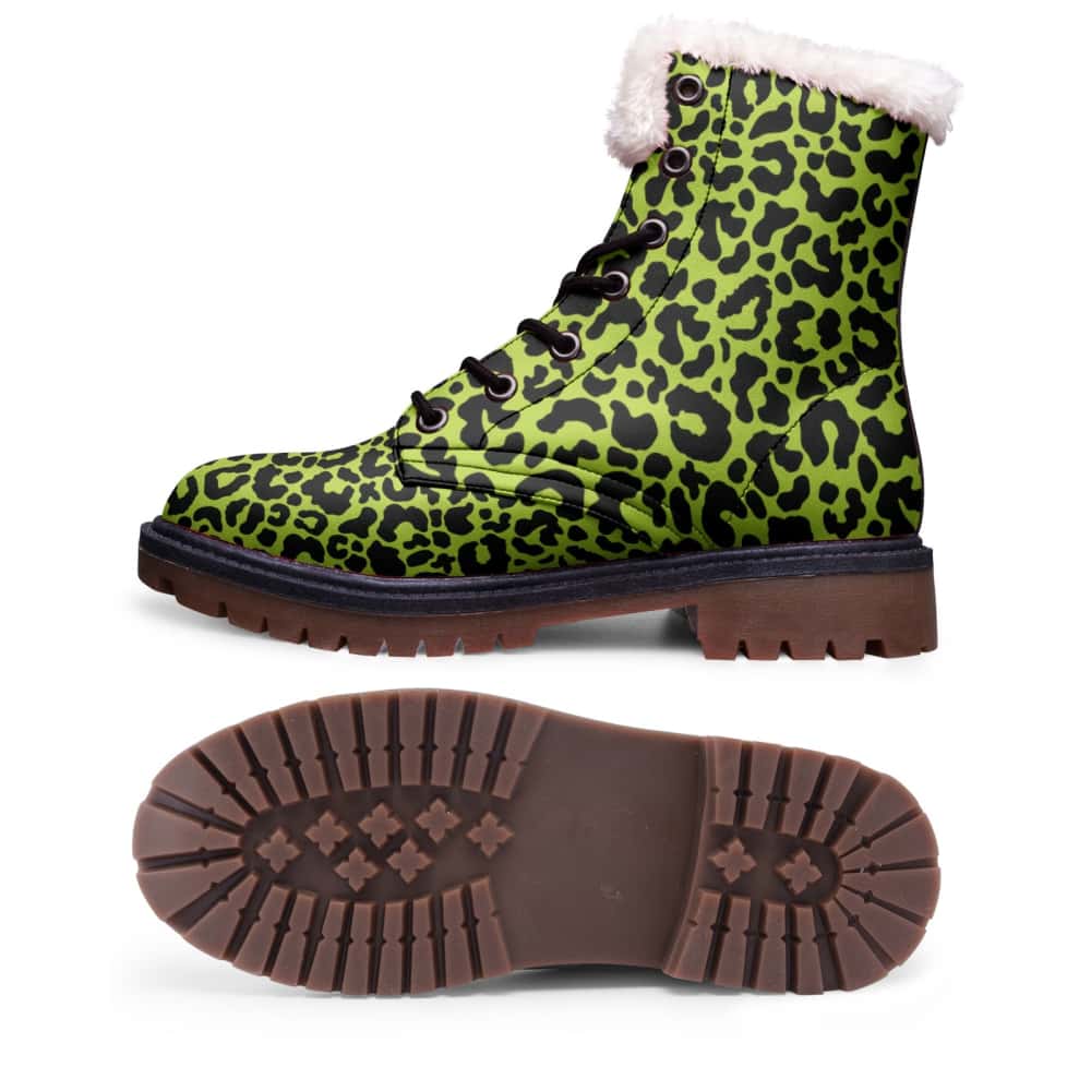 Green Leopard Print Fur Chukka Boots - $119.99 - Free