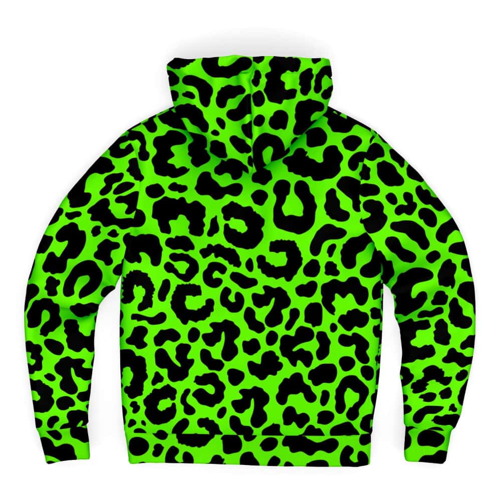Bright Green Leopard Print Microfleece Zip Hoodie - $94.99
