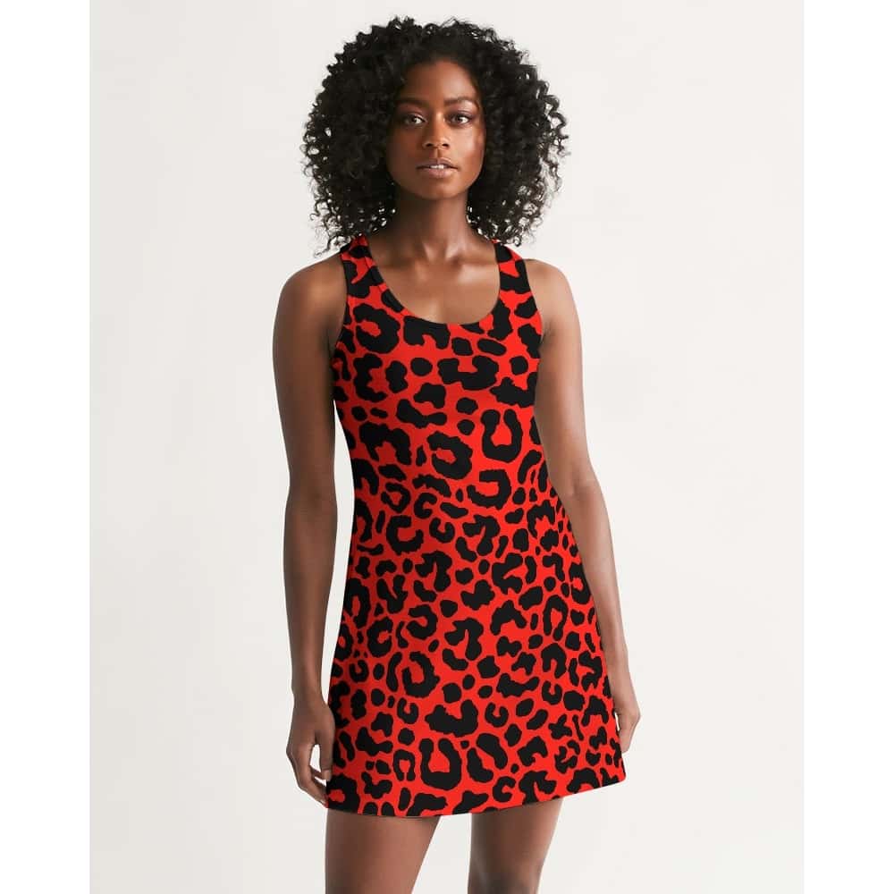 Bright Red Leopard Print Racerback Dress - $57.99 Free