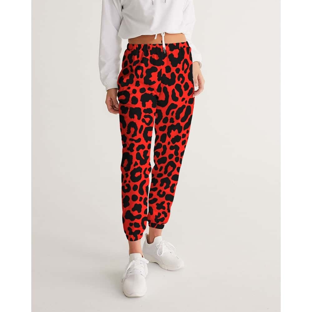 Bright Red Leopard Print Track Pants - $64.99 Free Shipping