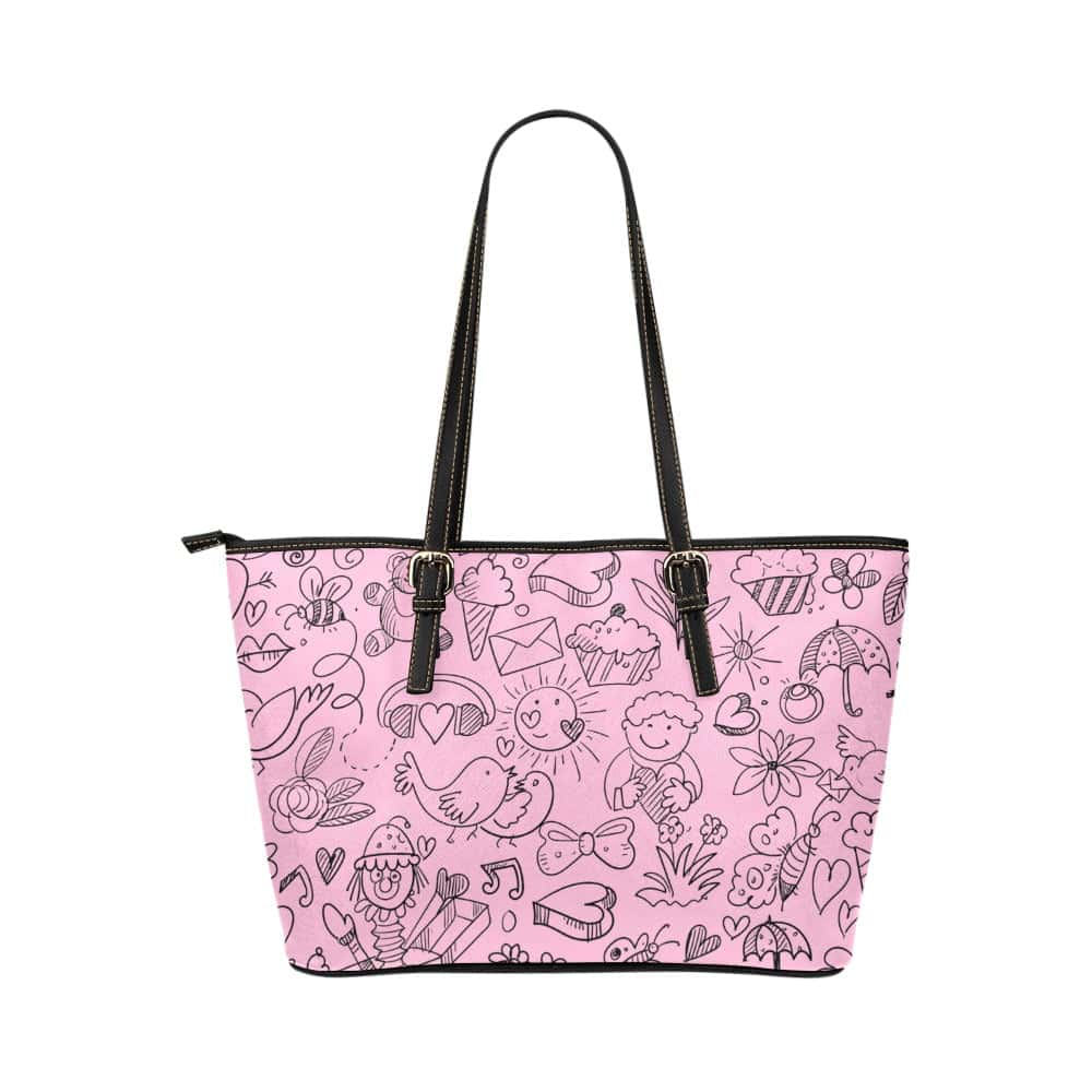 Cotton Candy Doodle Leather Tote Bag Large - $64.99 Free