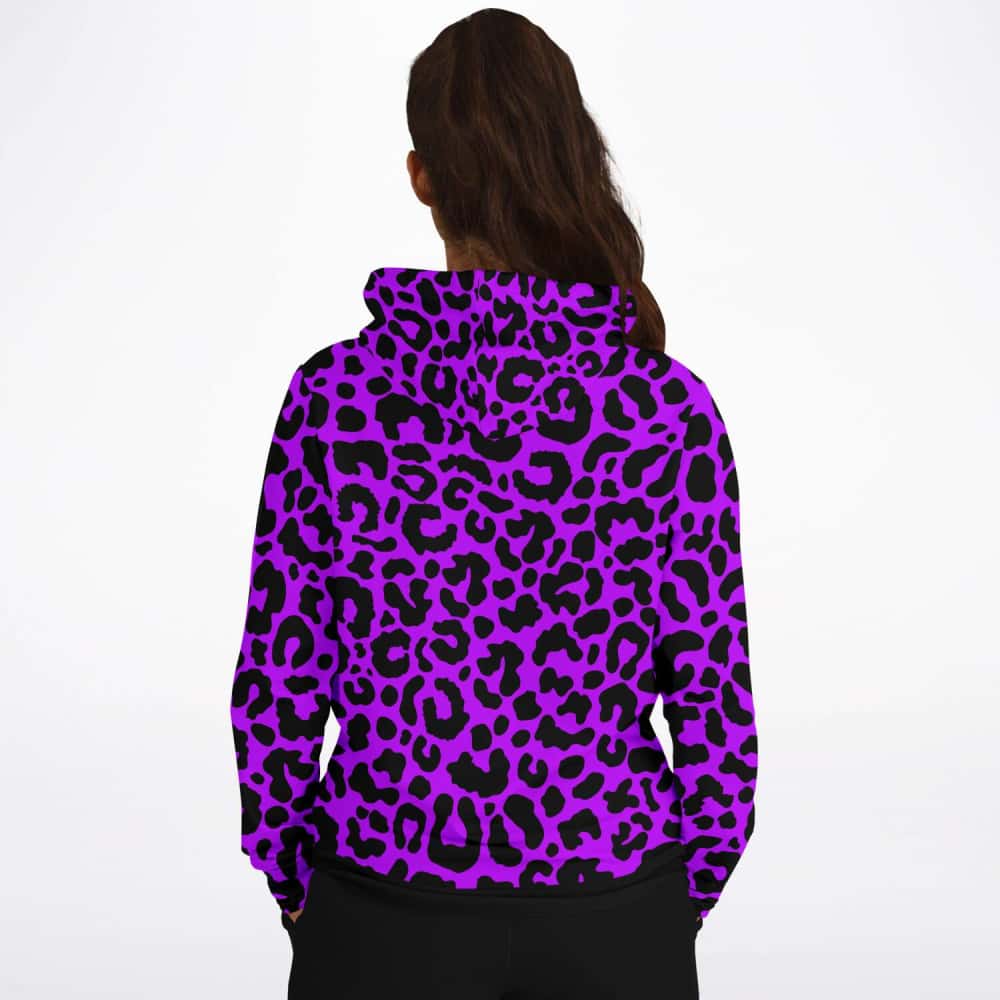 Electric Purple Leopard Print Fashion Pullover Hoodie