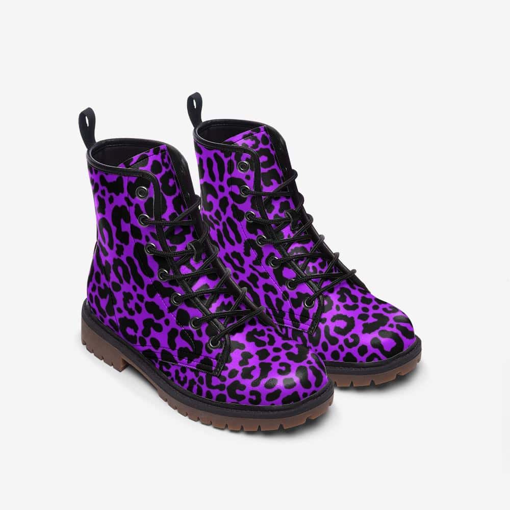 Electric Purple Leopard Print Vegan Leather Boots - $99.99