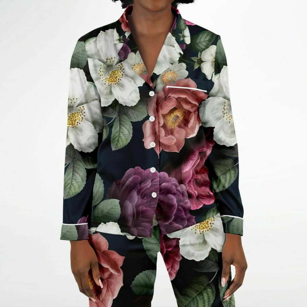 Floral Print Satin Pajamas - $89.99 Free Shipping