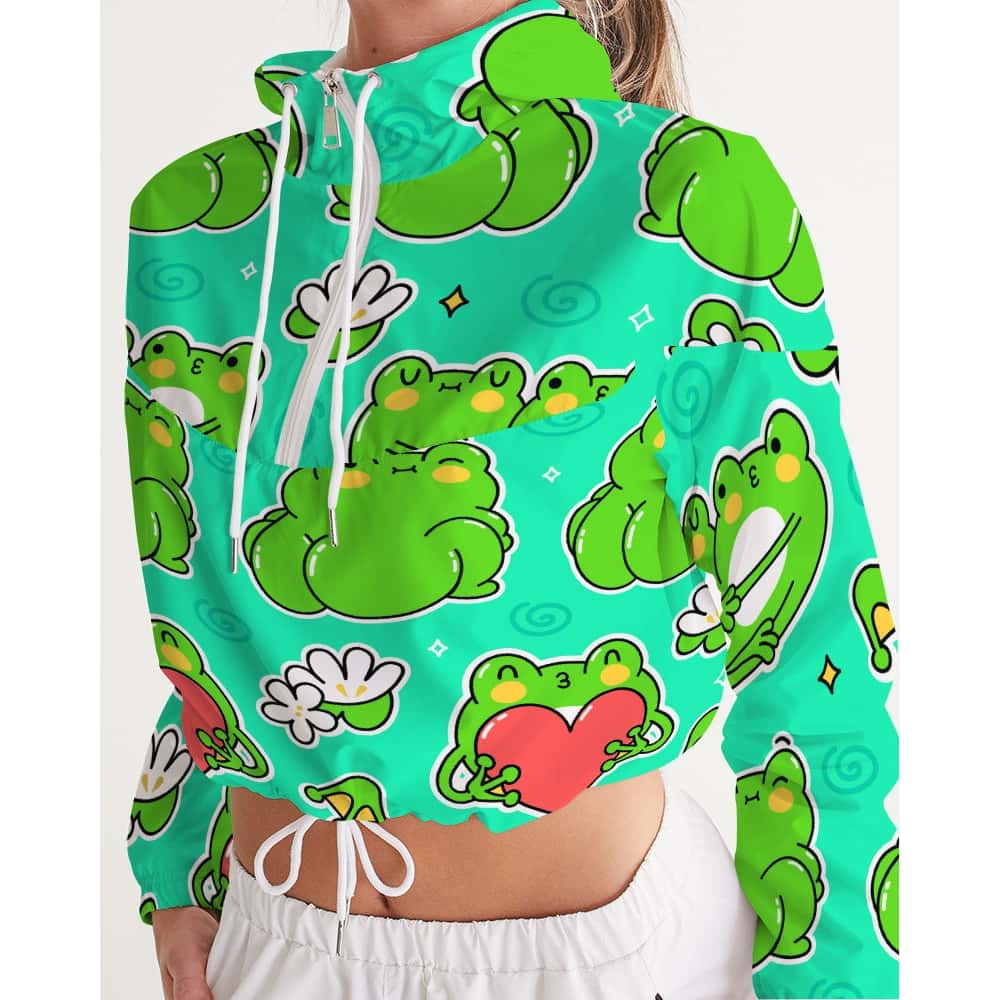 Funny Frogs Cropped Windbreaker - $64.99 Free Shipping
