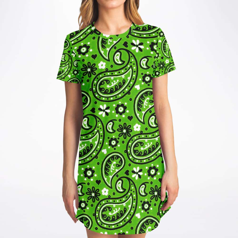 GREEN BANDANA T - SHIRT DRESS - $39.99 Free Shipping