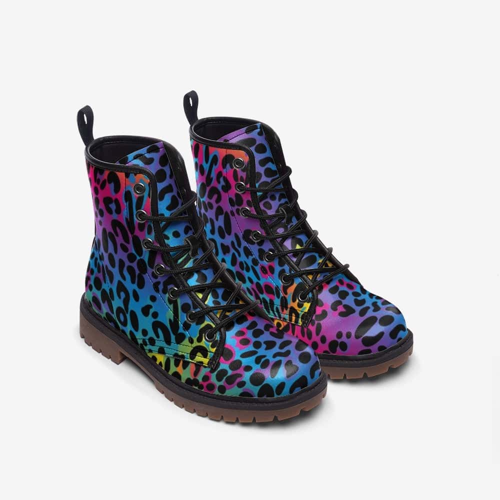 Multicolor Leopard Print Vegan Leather Boots - $99.99