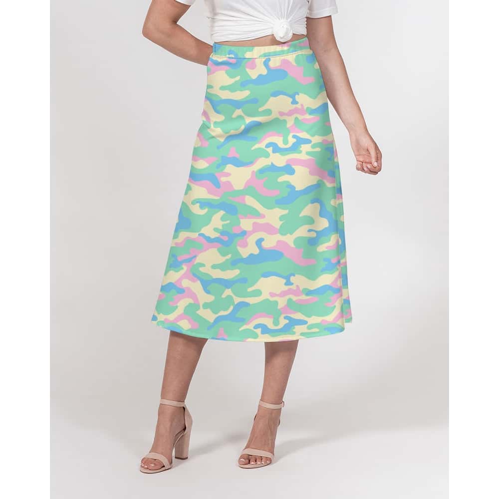 Pastel Camo A - Line Midi Skirt - $59.99 Free Shipping