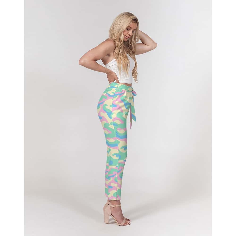 Pastel Camo Belted Tapered Pants - $64.99 Free Shipping