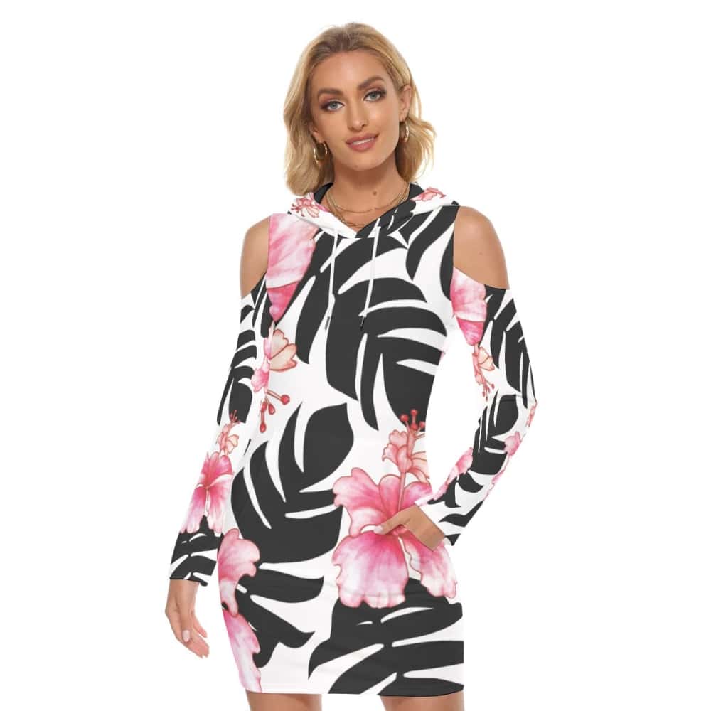 Pink and Black Floral Hoodie Dress - $54.99 - Free Shipping