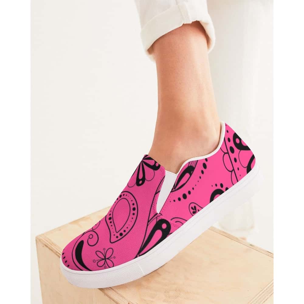 Pink Paisley Bandana Slip - On Canvas Shoes - $64.99 Free