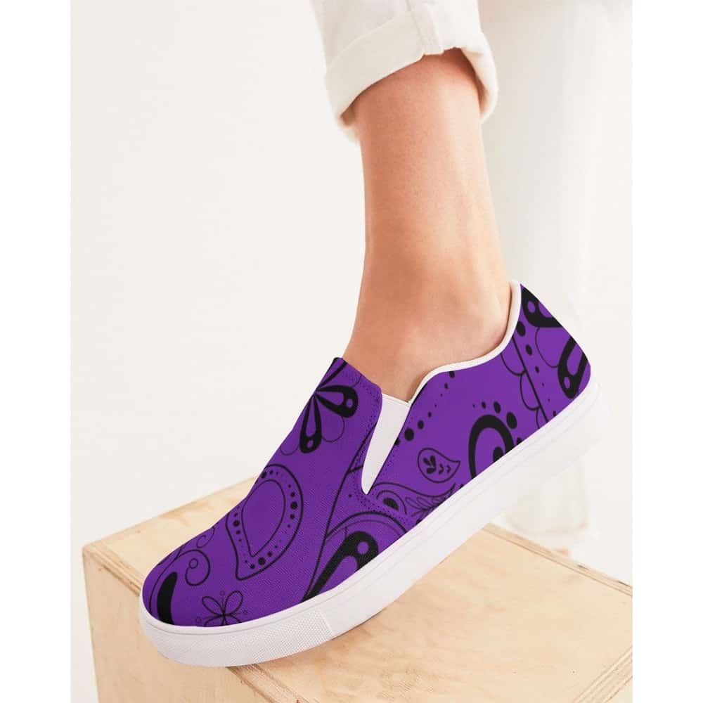 Purple Paisley Bandana Slip - On Canvas Shoes - $64.99 Free