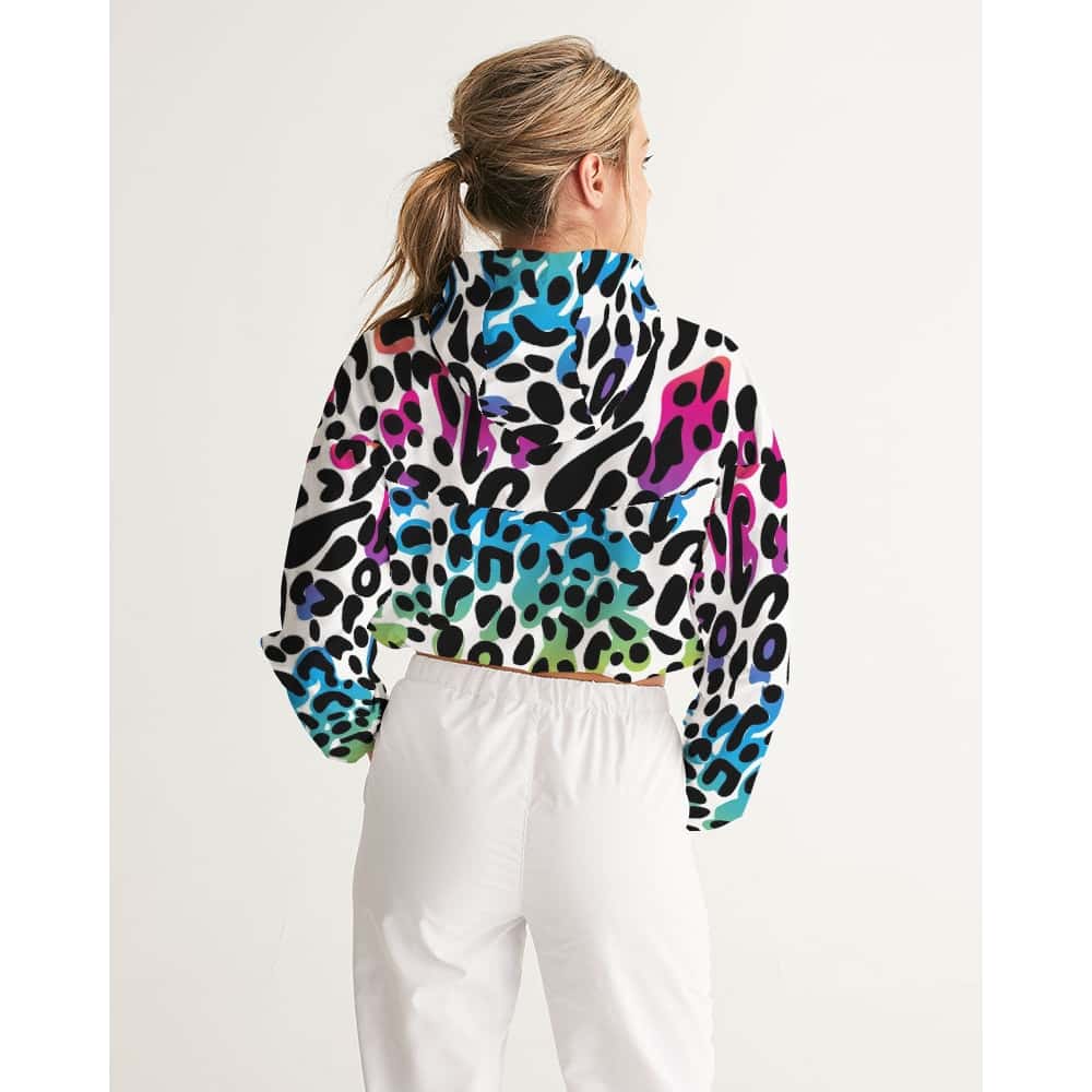 Rainbow Leopard Print Cropped Windbreaker - $64.99 Free