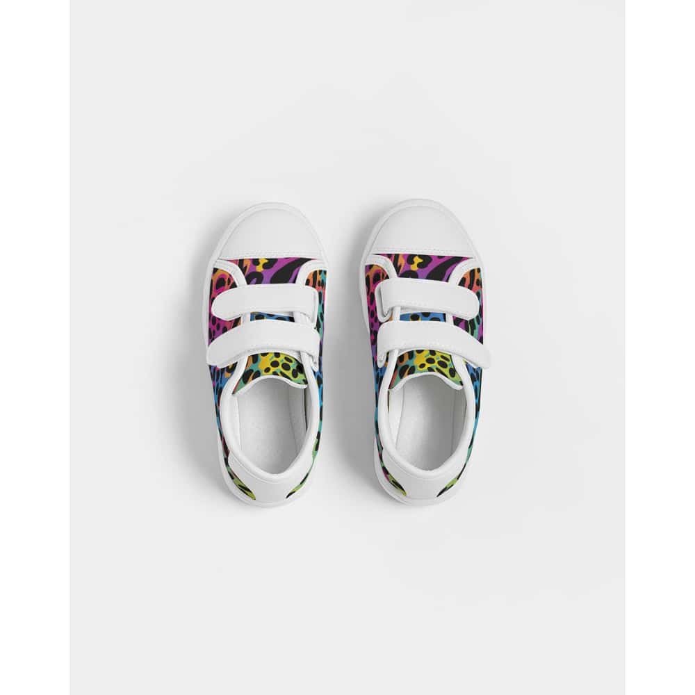Rainbow Leopard Print Kids Low Tops Sneakers - $65 Free