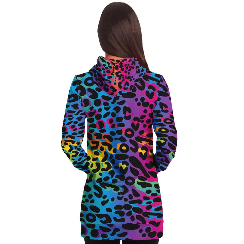 Rainbow Leopard Print Longline Hoodie - $59.99 Free Shipping