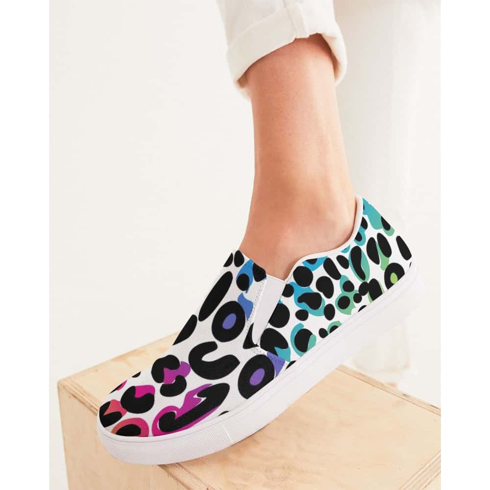 Rainbow Leopard Print Slip - On Canvas Shoes - $64.99 Free