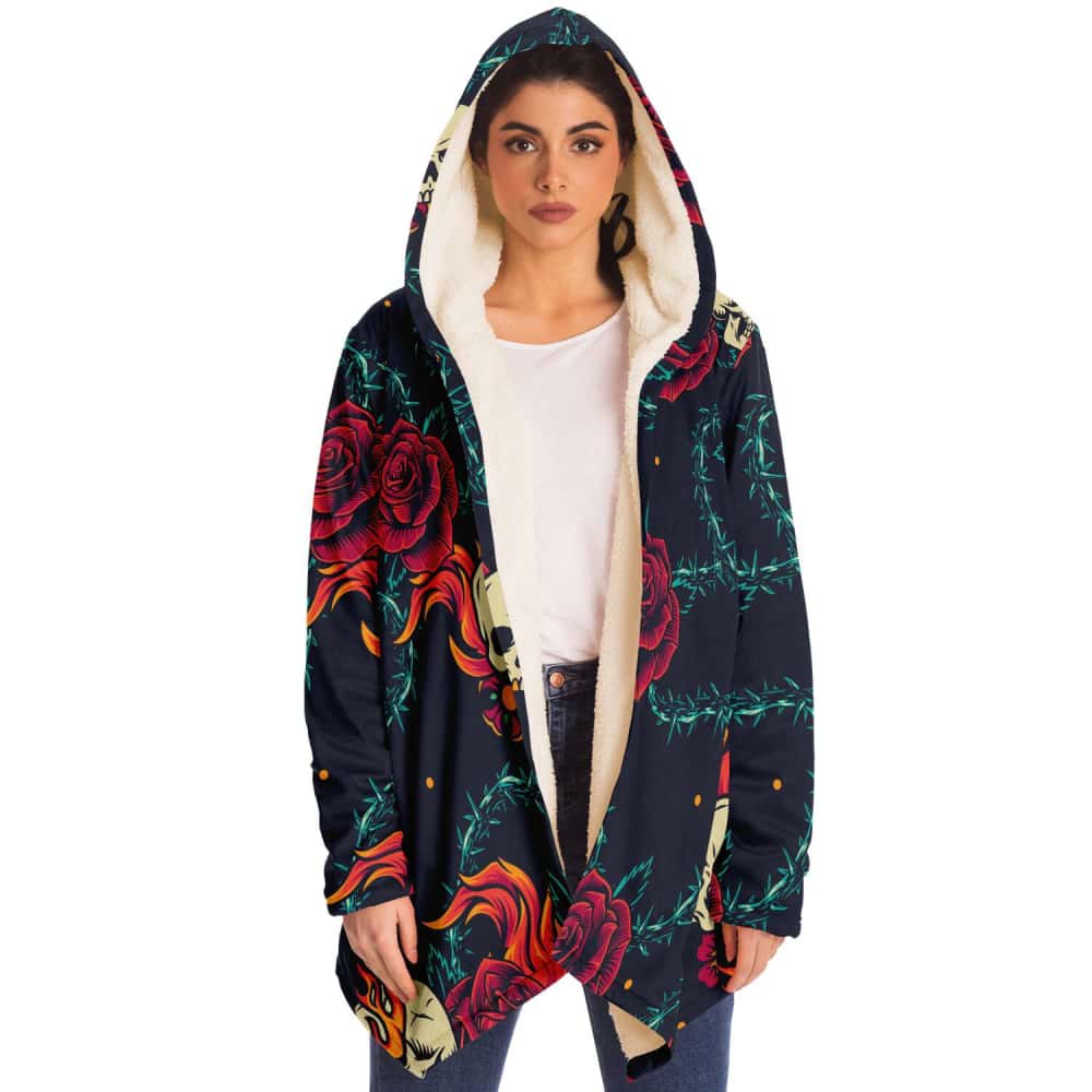 Skull and Roses Microfleece Cloak - $119.99 Free Shipping