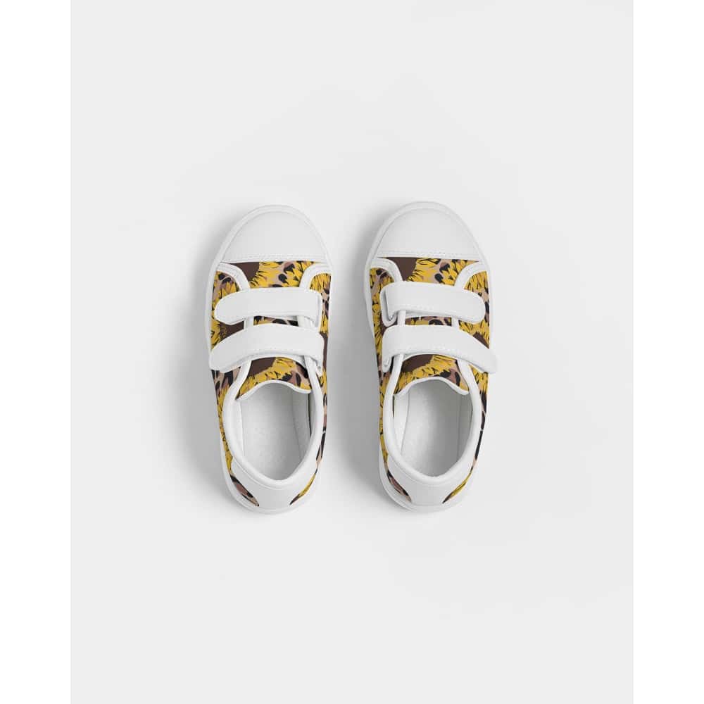 Sunflowers and Animal Print Kids Low Tops Canvas Sneakers
