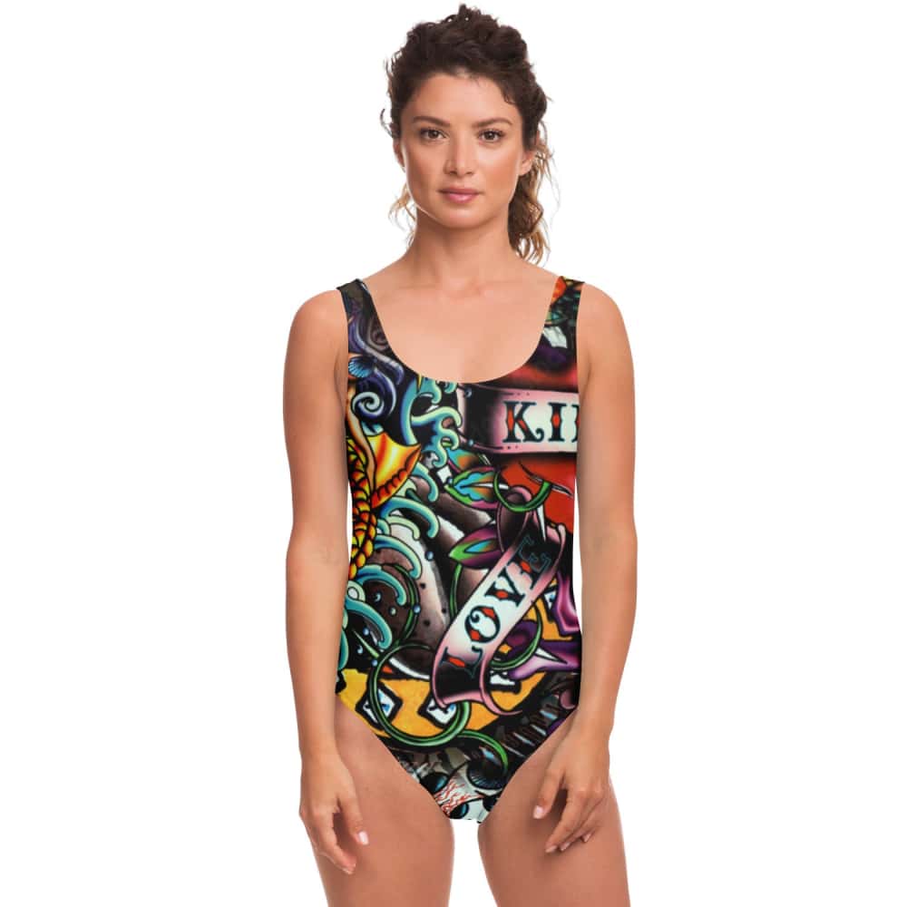 Vintage Tattoo Swimsuit - $44.99 Free Shipping