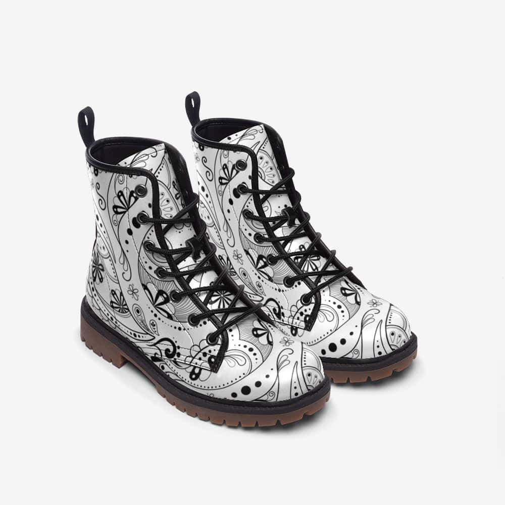 White Paisley Bandana Vegan Leather Boots - $99.99 - Free