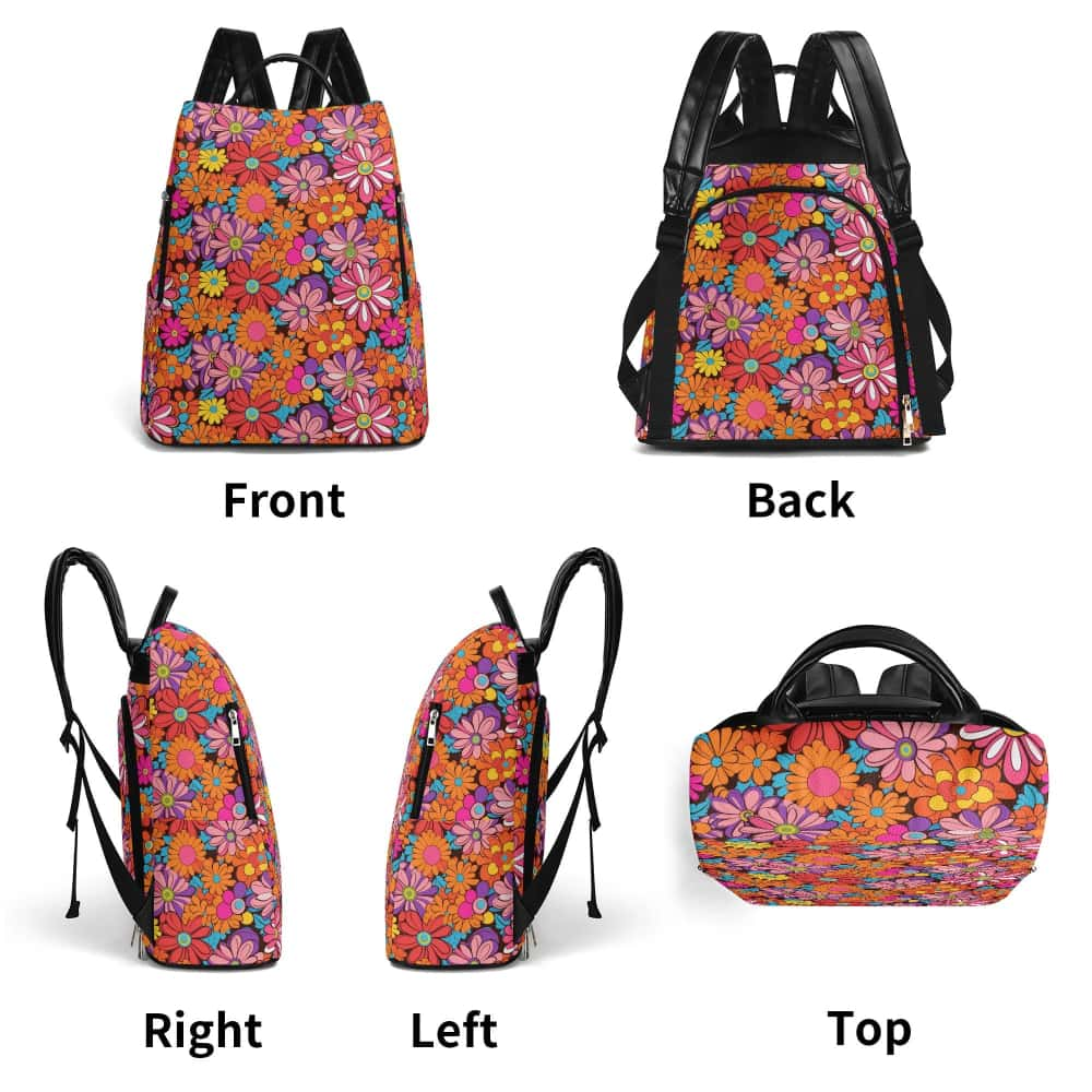 70s Flowers PU Anti-theft Backpack - $74.99 - Free Shipping