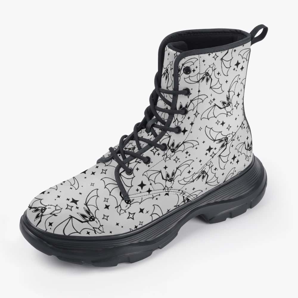 Astrological Pattern Vegan Leather Chunky Boots - Free - Projects817 LLC