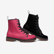 Black and Hot Pink Mismatched Vegan Leather Boots