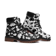 Black and White Dino Vegan Nubuck Leather Boots
