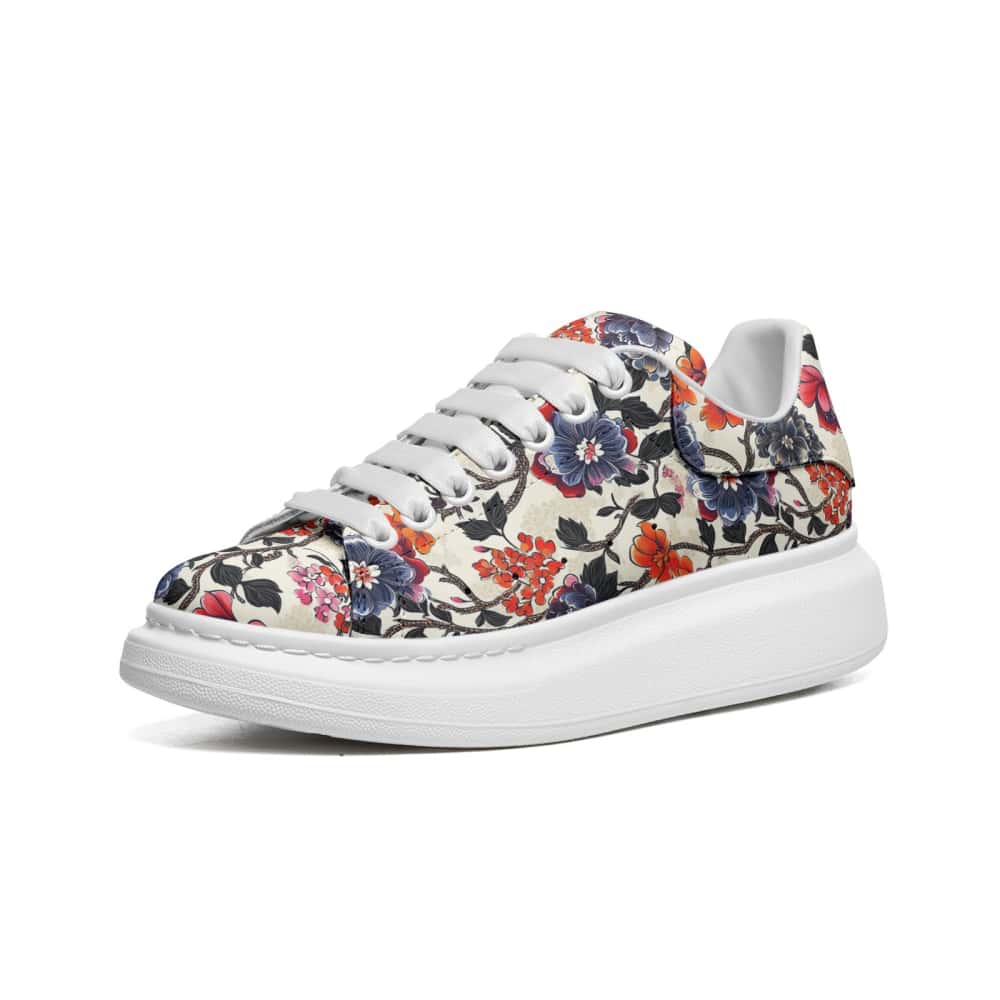Blue and Orange Flowers Oversized Sneakers