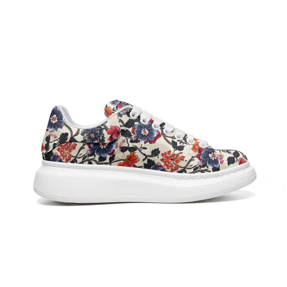 Blue and Orange Flowers Oversized Sneakers