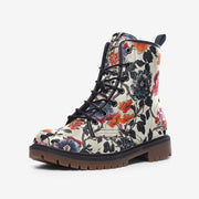 Blue and Orange Flowers Vegan Leather. Boots