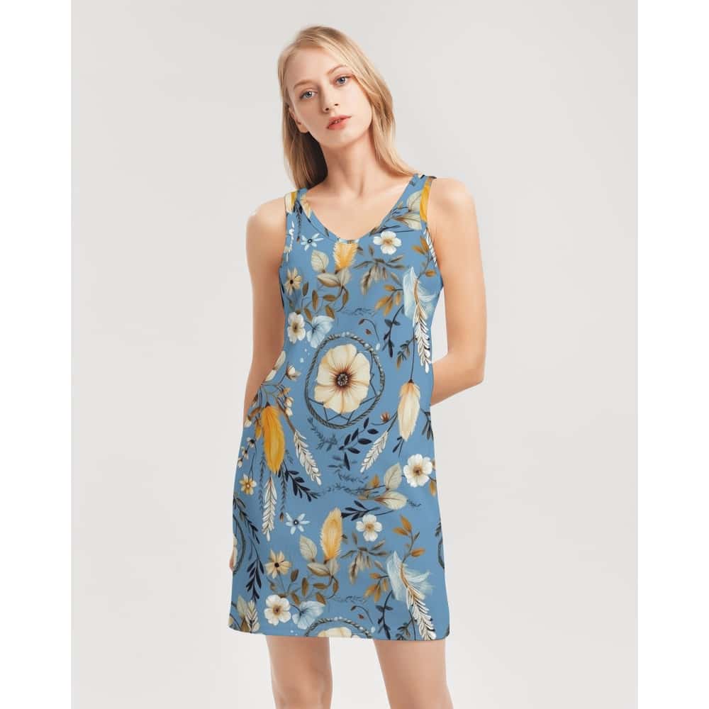 Blue Dreams Rib Knit V Neck Mini Dress - $49.99 - Free