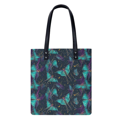 Blue Night Moths PU Leather Shoulder Bag