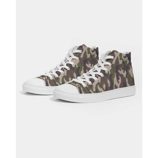 Brown and Green Camo Hightop Canvas Shoes
