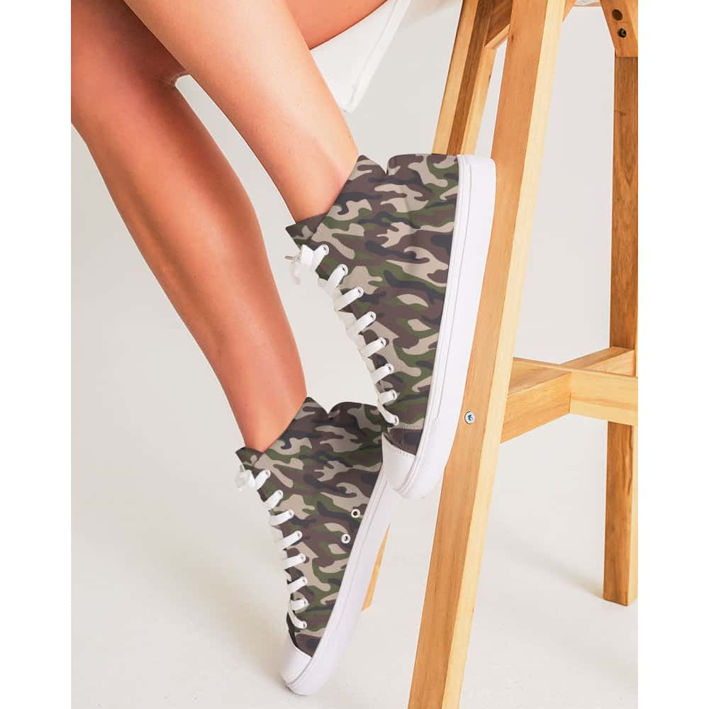 Brown and Green Camo Hightop Canvas Shoes - $74.99 - Free
