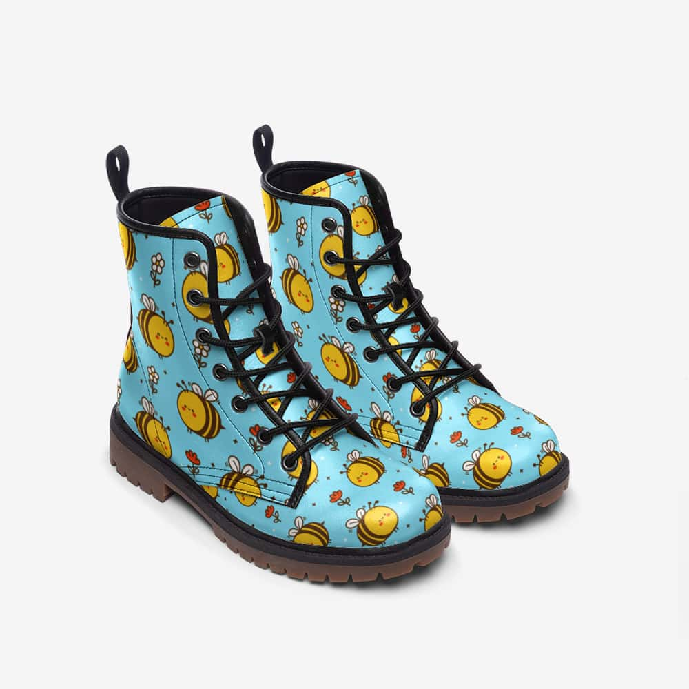 Bumblebees and Flowers Vegan Leather Boots - $99.99 - Free