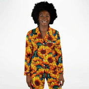 Cartoon Sunflower Satin Pajamas