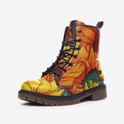 Cartoon Sunflowers Vegan Leather Boots