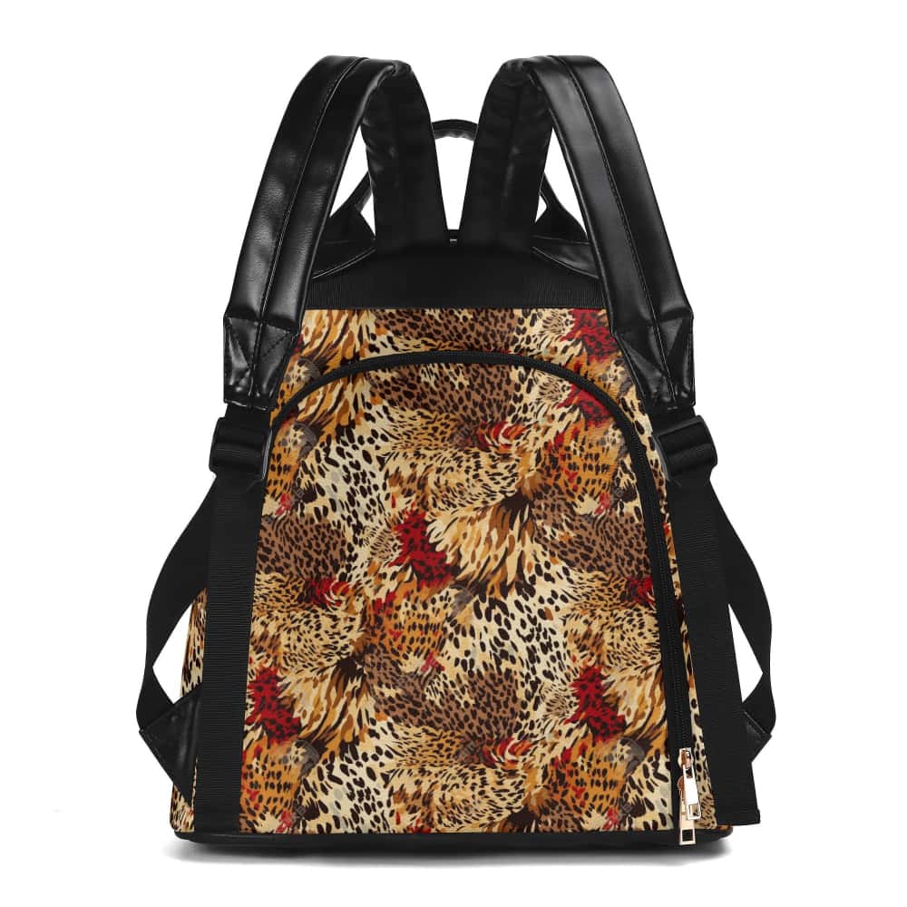 Cheetah And Flowers PU Anti-theft Backpack - $74.99 - Free