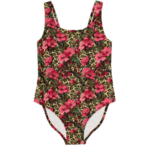 Leopard Cherry Bloom One-Piece Swimsuit