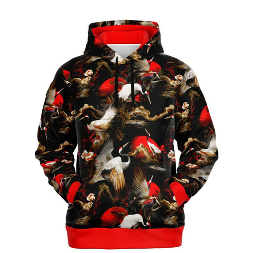 Crimson Crane Fashion Pullover Hoodie