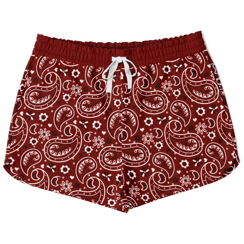 Dark Red Bandana Athletic Loose Shorts - $44.99 - Free