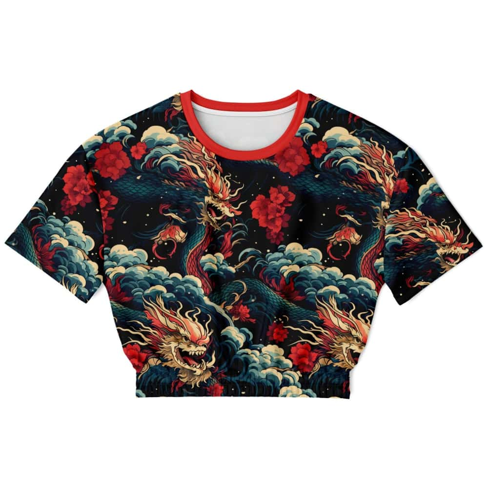 Dragons and Roses Athletic Cropped Short Sleeve Sweatshirt