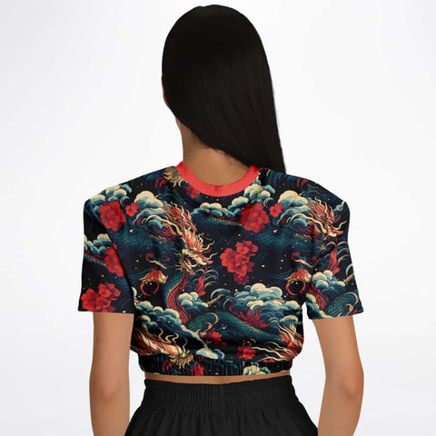 Dragons and Roses Athletic Cropped Short Sleeve Sweatshirt