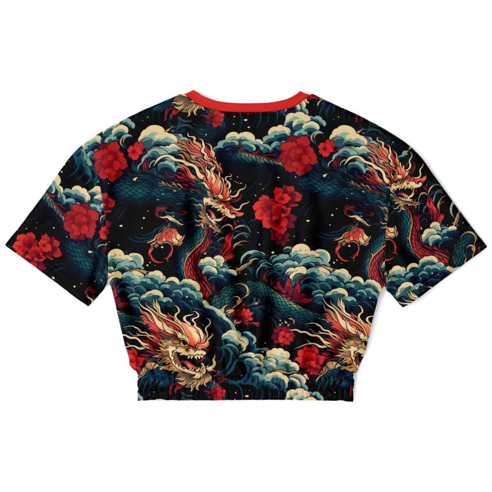 Dragons and Roses Athletic Cropped Short Sleeve Sweatshirt