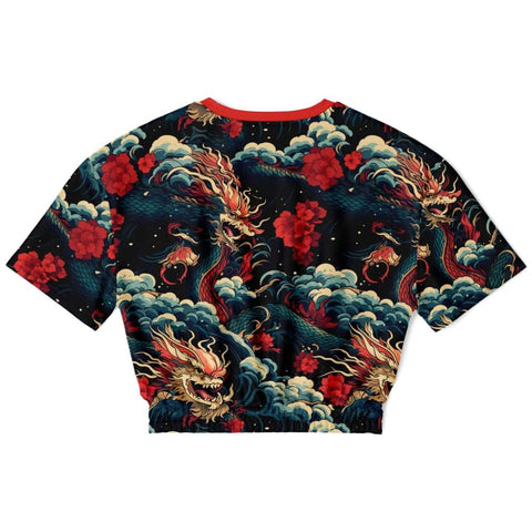 Dragons and Roses Athletic Cropped Short Sleeve Sweatshirt