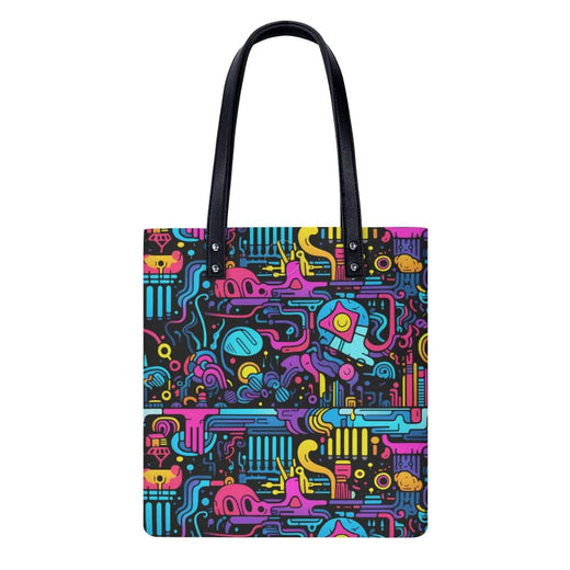 Electric Grid PU Leather Shoulder Bag