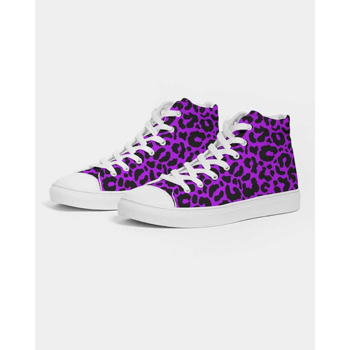 Electric Purple Leopard Print Hightop Canvas Shoes