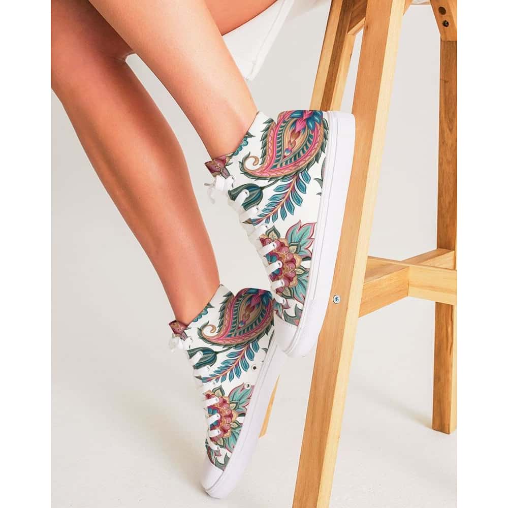 Floral Paisley Pattern Hightop Canvas Shoes - $74.99 - Free