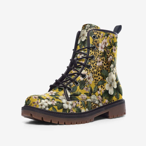 Golden Bloom Leopard Vegan Leather Boots